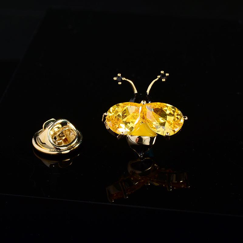 Personalized Mini Bee Collar Pin Brooch with Enamel and Zircon Inlay - Unisex Fashion Accessory