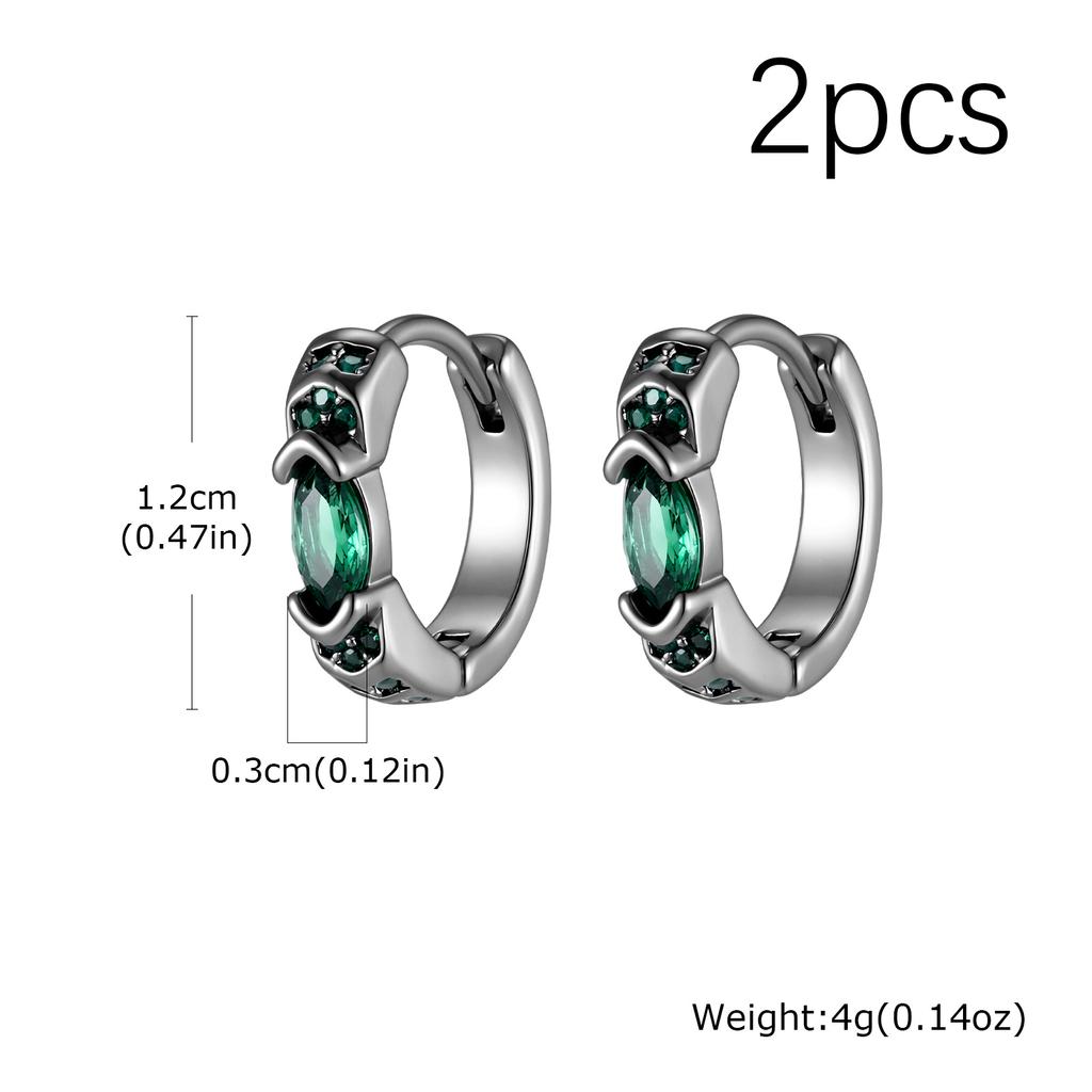 Stylish Green Zircon Minimal Hoop Earrings for Men, Vintage Small Huggie Earrings, Hypoallergenic Piercing Jewelry