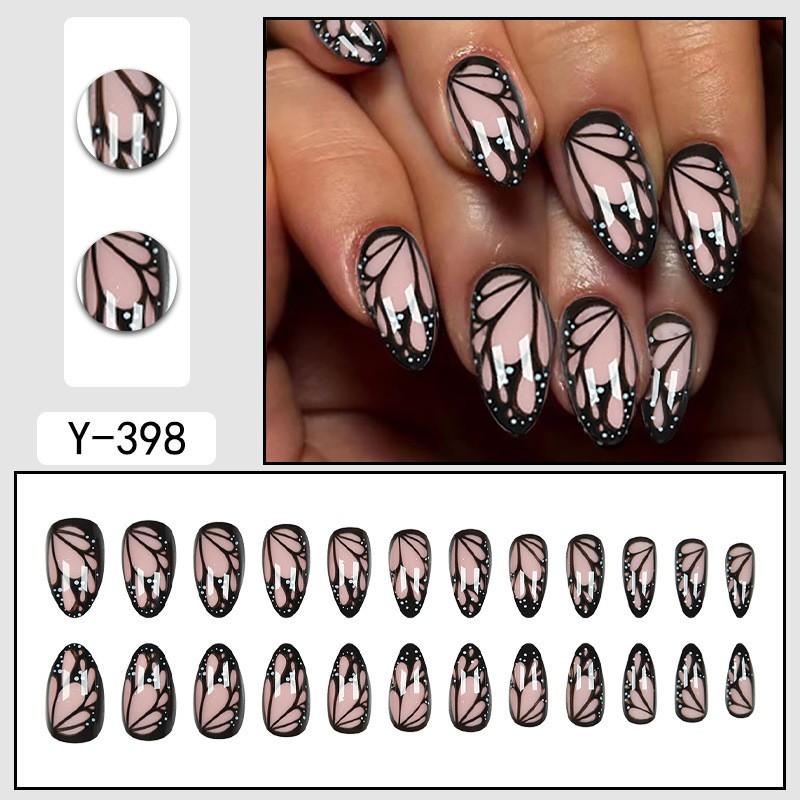 Short Press-On Nails Set With Floral Design Minimalist False Women Wearable Nail Tips In Multiple Colors