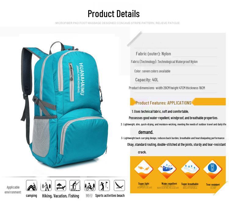Warnerheim Waterproof Folding Backpack: Large Capacity, Lightweight, Portable Outdoor Travel Bag