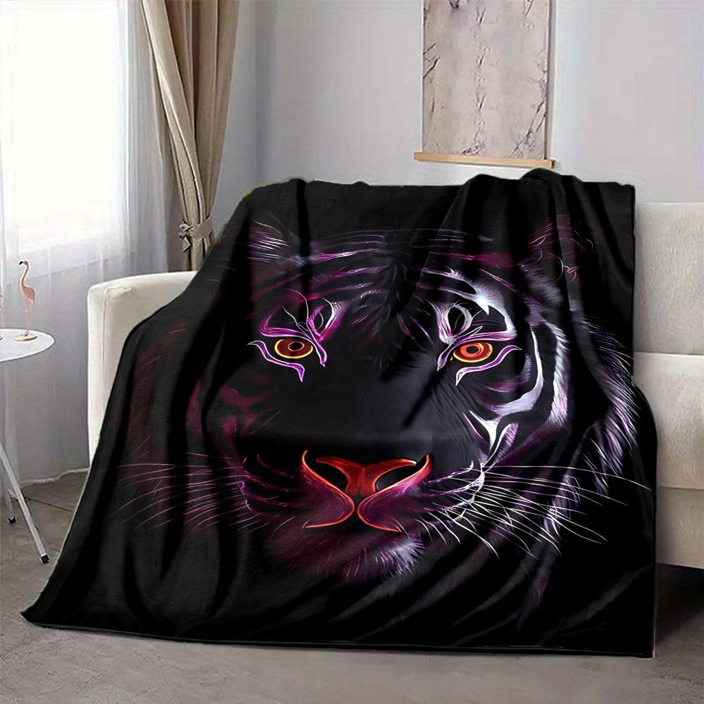 1pc Tiger Face Artwork Blanket Lightweight Blanket Throw Blanket For Sofa, Bed, Travel, Camping, Livingroom, Office, Couch, Chair Yy251010056