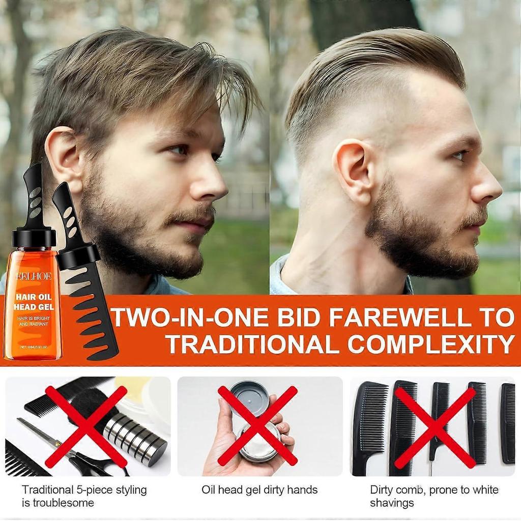 Hair Styling Gel for Men, 2-in-1 Hair Wax Gel with Comb, Hair Gel Men's Hair Wax Men, Hair Styling Gel for Modelling Hair and Natural Styling of Hair,