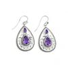 Amethyst Dangle Earrings - 925 Sterling Silver, Teardrop Gemstone
