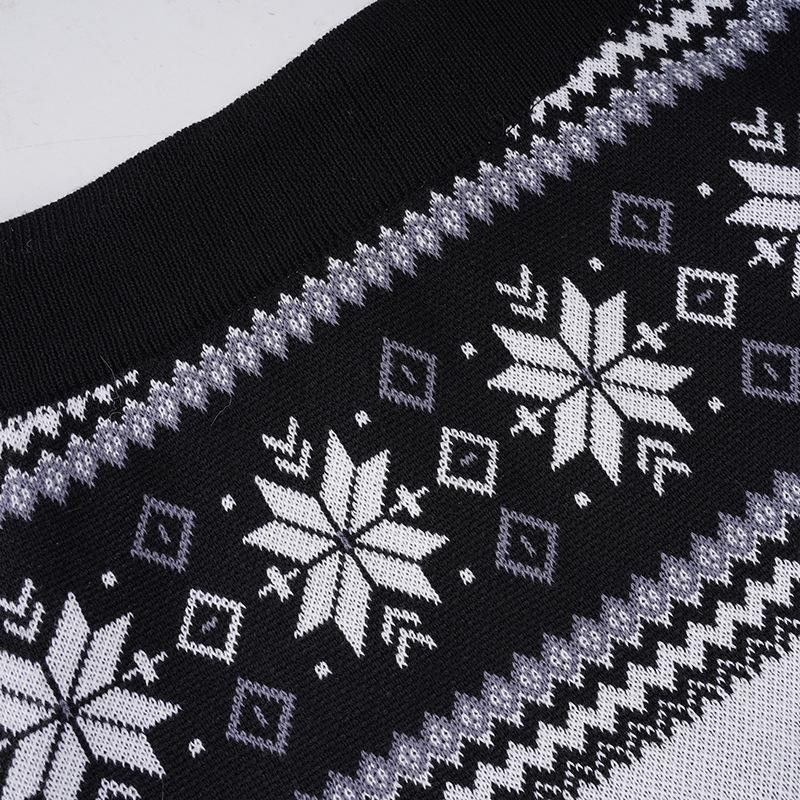 Fair Isle Snowflake Pattern Low-Waist Color Block Mini Skirt