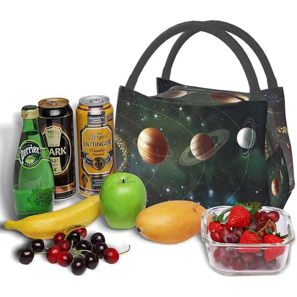 Portable Insulated Lunch Bag Solar System Planets Waterproof Tote Bento Bag for Office School Hiking Beach Picnic Fishing