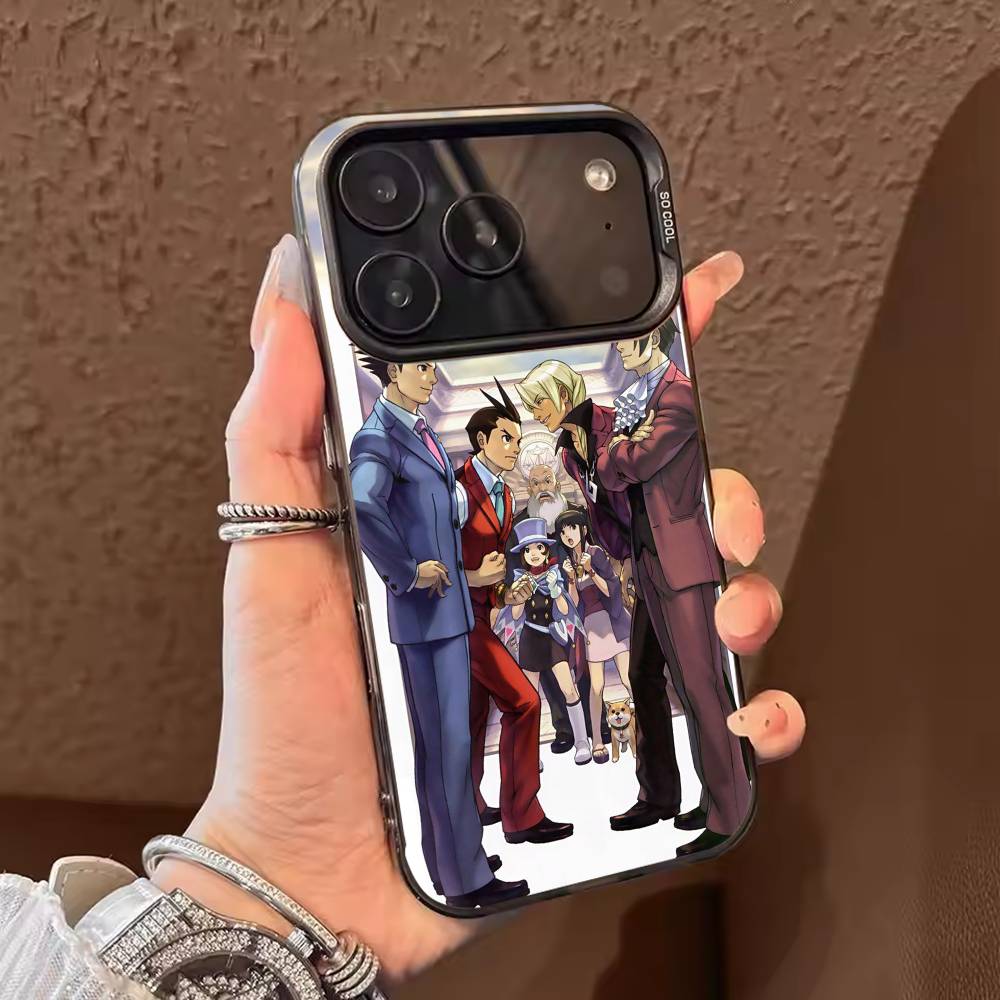 Чехол для телефона A-Ace A- Attorney из аниме для iPhone 17,16,15,14,13,12,11,Pro Max,Plus Конфетный серебристый чехол iPhone14Pro