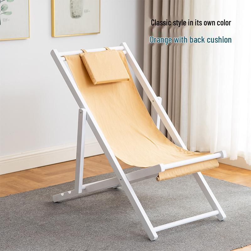 Solid Wood Outdoor Folding Recliner Beach Chair with Canvas for Adults