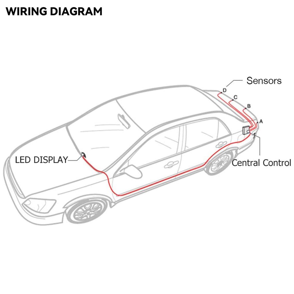 Sensor de Aparcamiento con Radar Trasero de Marcha Atrás con Distancia LED Impermeable Radar de Aparcamiento y para Prevención de Accidentes y Prevención de Colisiones Pantalla, Sistema,