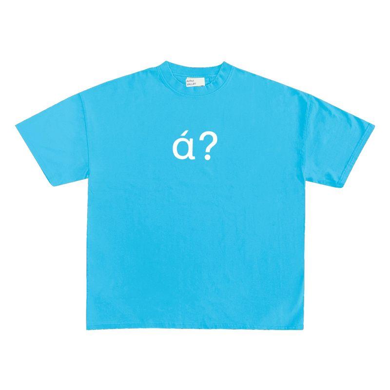 

230G Lightweight Shoulder Style Personalized Creative American Summer T-shirt Hip-hop Plus size Fun Loose Short sleeve Couple Shallow lake blue XXL