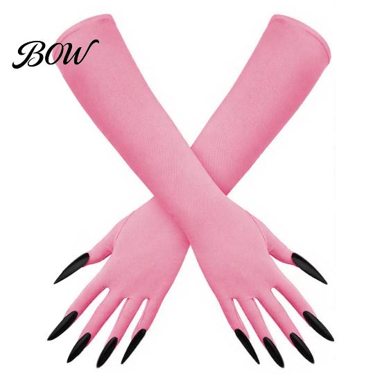 Halloween Theme Party Decoration 1 Pair Ghost Claw Gloves, Long Fingernail Witch Costume Dark Performance Props Accessory, Prop for Adults,