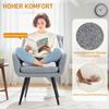 Modern Accent Chair, Upholstered Chair with Metal Legs, Linen Look, Light Grey