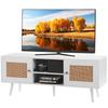 Suport TV din Ratan, Dulap TV Boho pentru TV de 55 inch, Suport TV Modern Mid-Century, Consolă TV din Ratan cu Rafturi Reglabile pentru Sufragerie, Cameră Media,