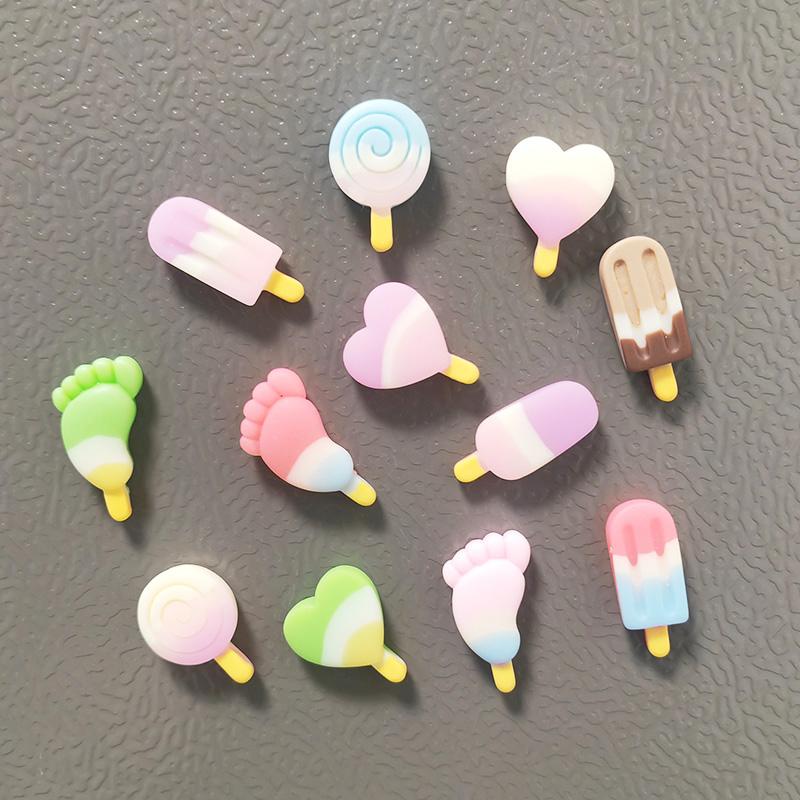 10pcs Mixed Colors & Designs Small Size Summer Popsicle Icecream Fridge Magnets Home Decor Office Kitchen Decoration Ornaments
