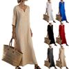 Ladies' Fashionable Casual V-neck Long Dress