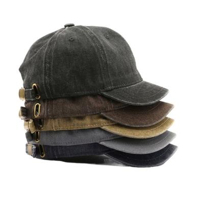 Adjustable Short Brim Baseball Cap Washed Cotton Peaked Hat Casual Trucker Style Dad Hat  Sports