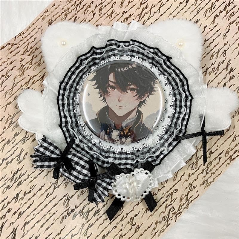 Fluffy Cat Ear Candy Rosette [Ita-Rosette Can Badge] Black, 56mm, 57mm, 58mm [Used]