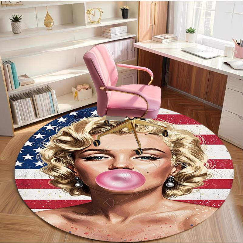 Marilyn Monroe Print Rond Tapijt, Wasbaar Vloerkleed, Voor Entree Slaapzaal Wasruimte Kantoor Studeerkamer, Woondecoratie Verjaardag Kerstcadeau