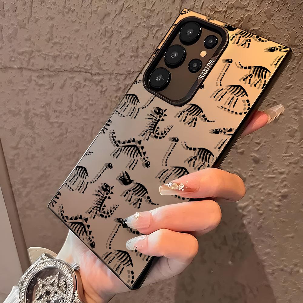 Cool Dinosaur Fossil Bones Phone Case For Samsung Galaxy S25 Edge S24 S23 S22 S21 S20 Ultra Funda Silicone Silver Cover