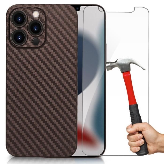 Coque de protection - PROSHOP - iPhone 13 ProMax - Semi-rigide - Fibre de Carbone - Marron