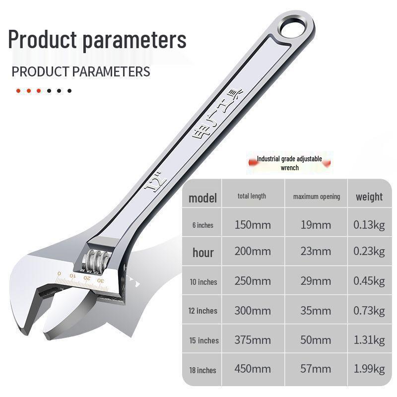 Universal Adjustable Wrench - Multifunctional with Large Opening (6-18 inches) High Hardness