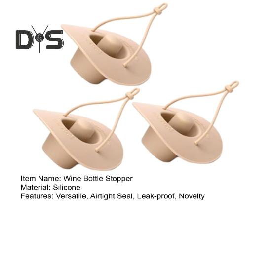 Cowboy Hat Wine Stoppers Silicone Bottle Toppers Air-Tight Seal Reusable Wine Corks Fits Standard Champagne Bottles