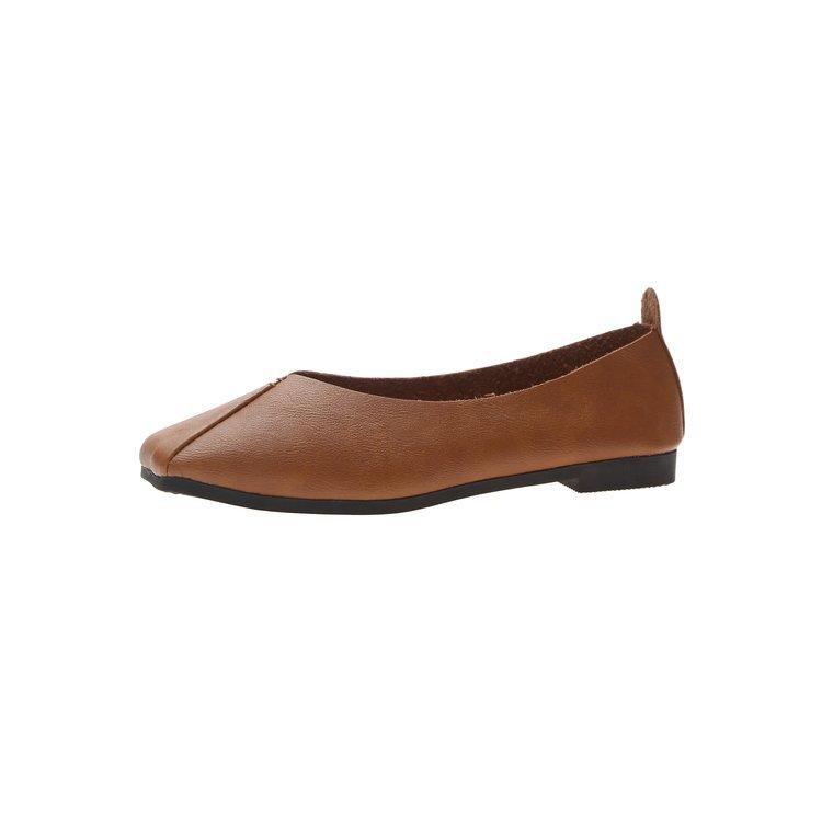 Women's Flat Bottomed Single Shoes Casual Shallow Mouth Square Toe Women's Loafers Solid Color Flat Bottomed Women's Shoes