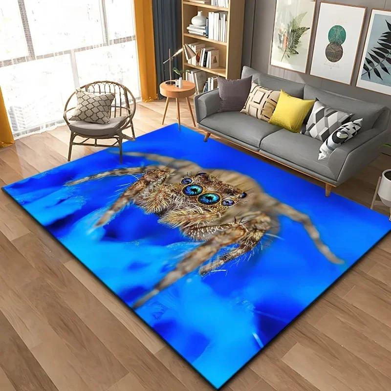 3D Spinne Krabbeln Tier Teppich Halloween Horror Matte Süßes oder Saures Teppiche Teenager Schlafzimmer Bodenmatte Festival Heimdeko Fußmatte