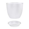 Flower Pot with Saucer Plastic Plant Pot with Drainage Holes Modern Decorative Planter