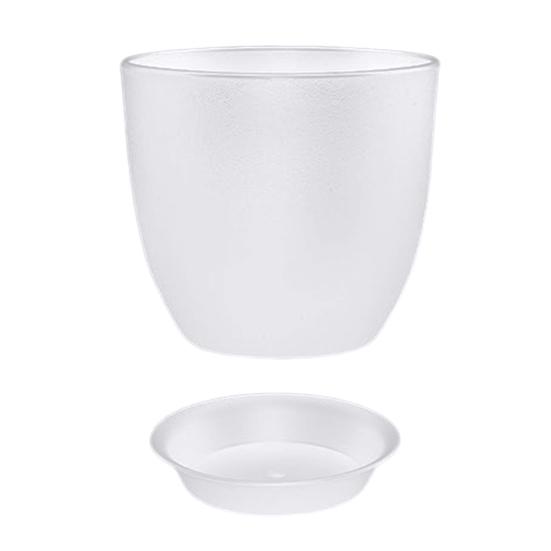 Flower Pot with Saucer Plastic Plant Pot with Drainage Holes Modern Decorative Planter