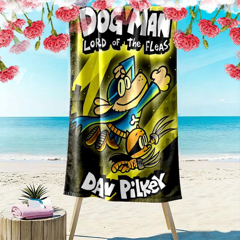 Dog Man Print Beach Towel, Large Soft Quick Dry Towel for Beach Camping Swimming