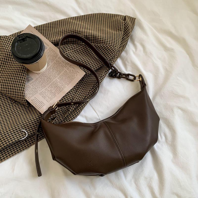 

Fashi Women Shoulder Bags Half Mo PU Leather Large Capacity Hobos For Ladies Crossbody Bag Luxury Handbag 2026 Trends Winter 37x5x17cm кавовий