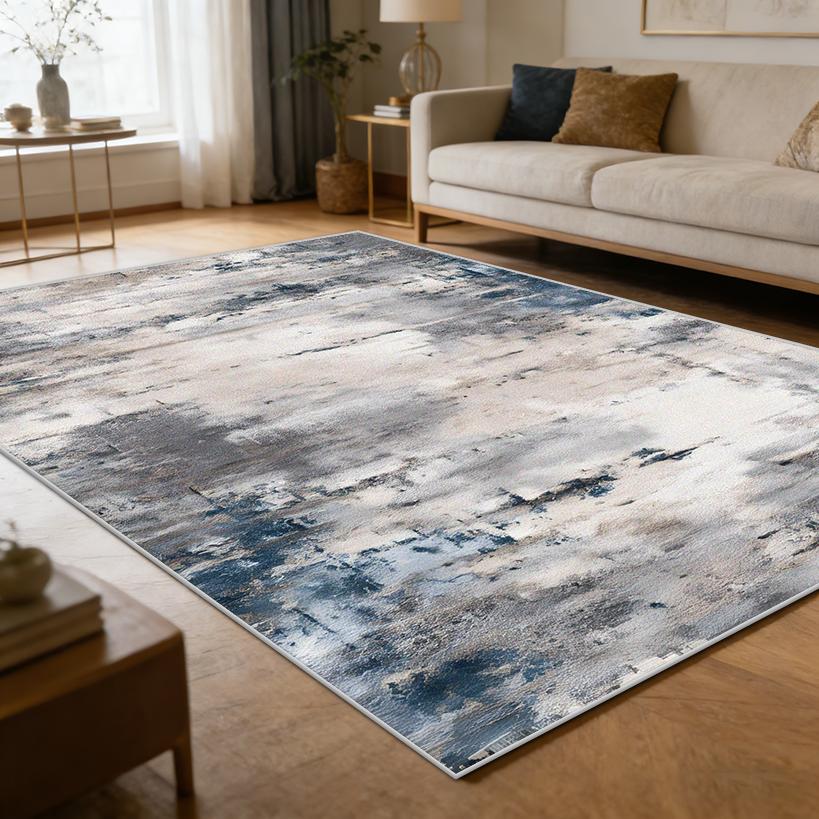 Abstract Ink Wash Style Living Room Carpet Light Luxury Decoration Study Bedroom Washable Rug Office Cloakroom Table Chair Mat