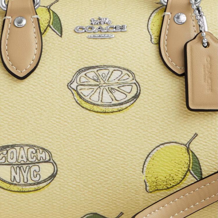 Coach Rowan 18 Tracolla Rimovibile Tela Rivestita Borsa a Spalla Crossbody Piccola Borse da Donna Giallo-Verde CAL19-SVXUC