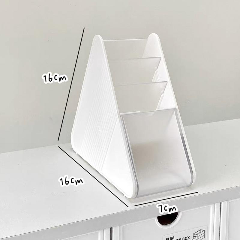 Plastic Slanted Pen Holder Multi Compartments Clear Slots Durable Desk Organizer for Home Office School Student Stationery Storage