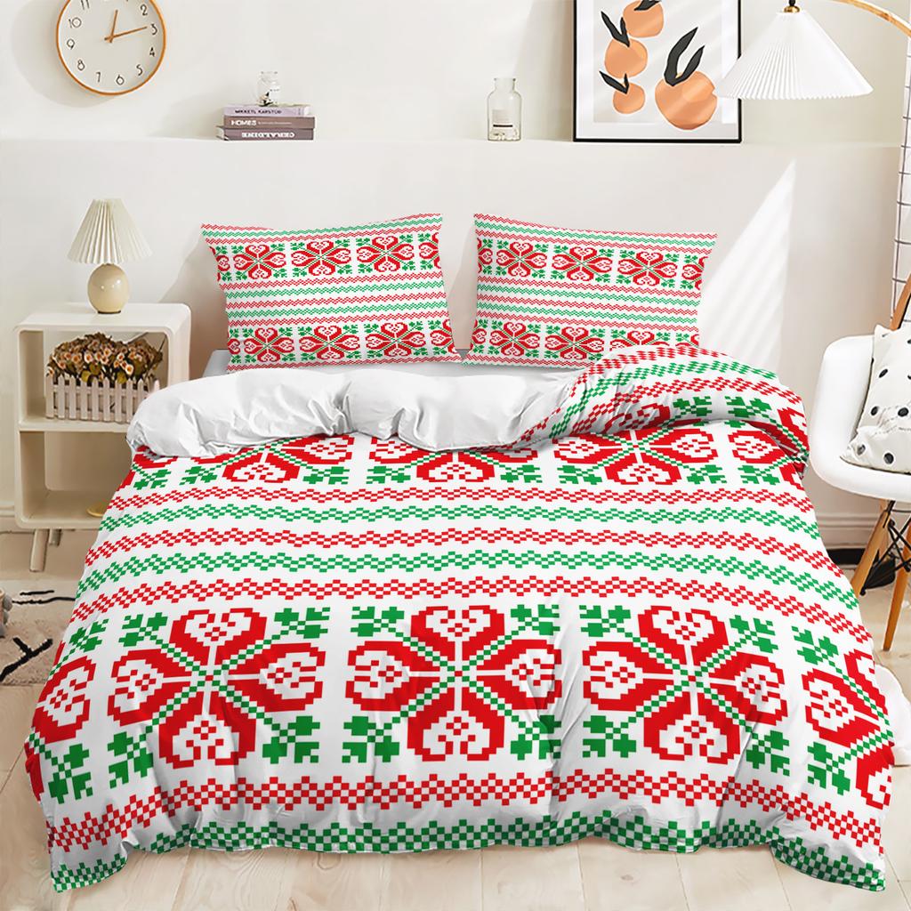 Bed Three-Piece Christmas Quilt Cover 3D Digital Printing Kit Pillowcase