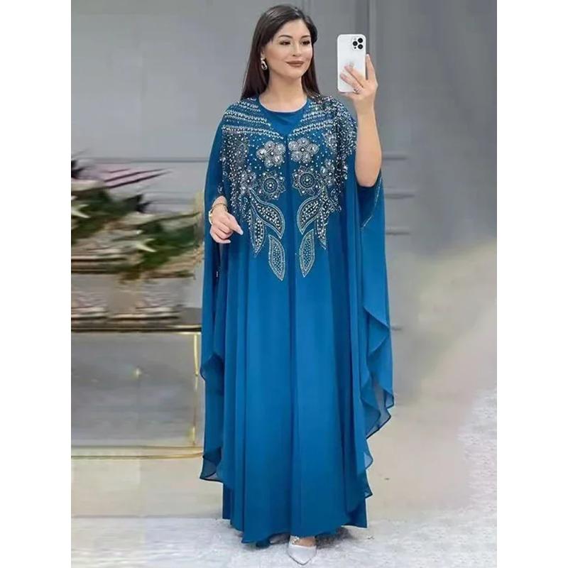 Women Dubai Chiffon Boubou Muslim Fashion Dress Caftan Marocain Wedding Party Occasions Djellaba
