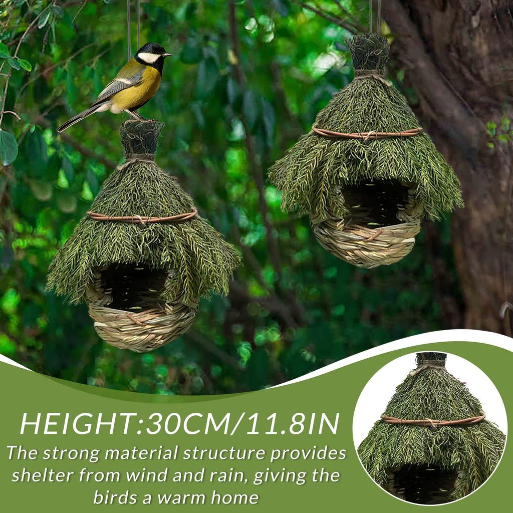 Słomiane ptaki tkane ręcznie dekoracje ogrodowe dla ptaków