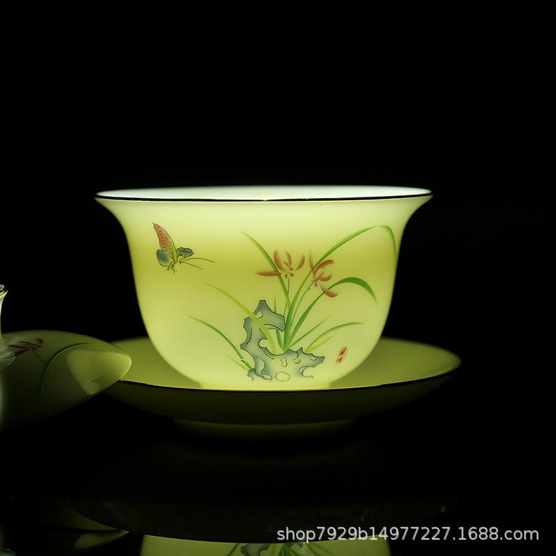 Dehua Yangzhi Jade White Porcelain Tea Set Kung Fu Tea Cup Business Event High-end Gift Box Set CustomizableLOGO