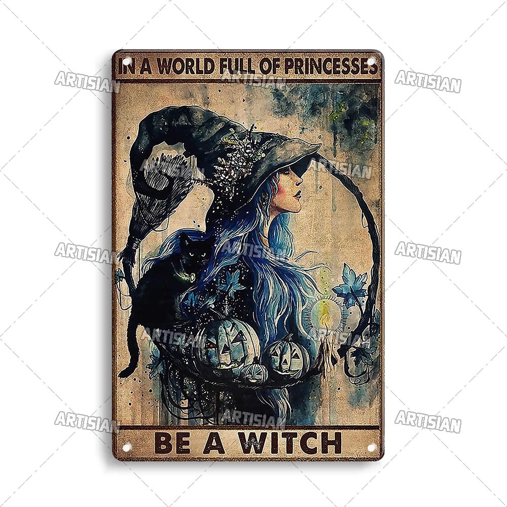 Artisian Halloween Metal Plaque Witches Tin Sign Girl Decorative Plate Wall Decor Garage Bar Pub Club Hotel Kitchen Home