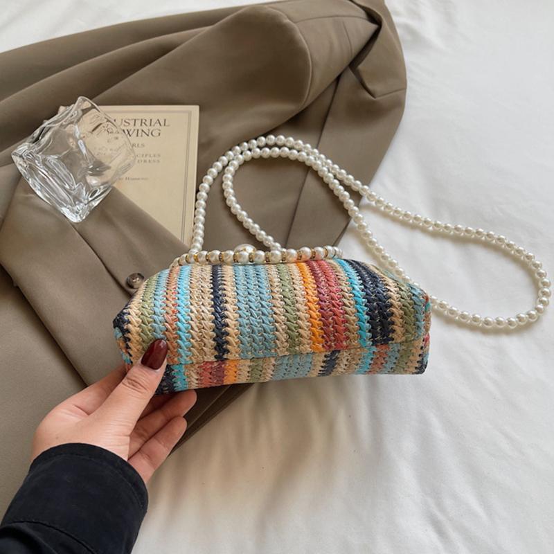Summer Woven Straw Tote Bag Casual Beach Vacation Women Shoulder Bags Large Capacity Female Handbag KTB