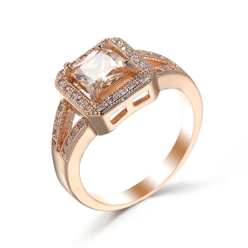 

Elegant Zircon Fashion Ring – European & American Trendy Light Luxury Jewelry for Women Size 7 золотой/ярко-розовый