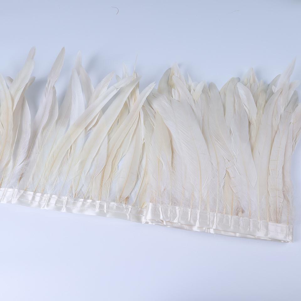 Rooster Feather Trims 2M Rooster Cock Tail Feather Fringes DIY Handicrafts for Clothes Ribbon Carnival Accessories