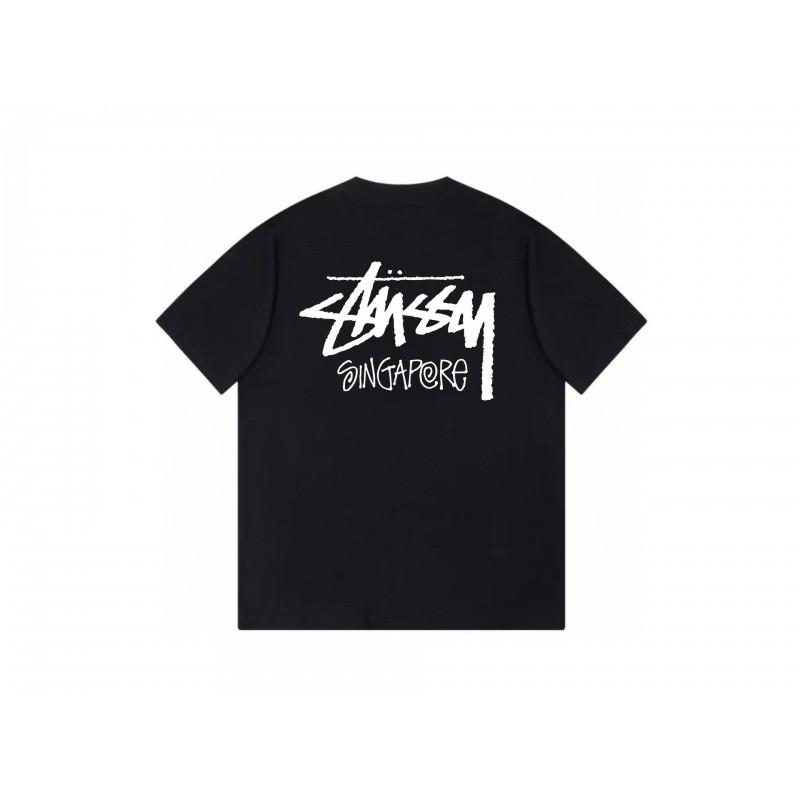 Stussy Short Sleeve T-Shirt Teens Loose Fit 270g Cotton Round Neck Casual Wear