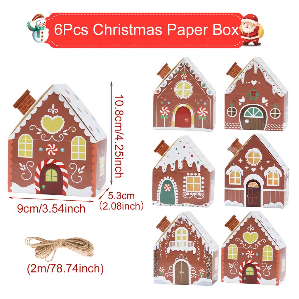 Christmas Gingerbread House Candy Box Merry Christmas Decoration For Home 2025 New Year Gift Cookie Packaging Box Xmas Ornament