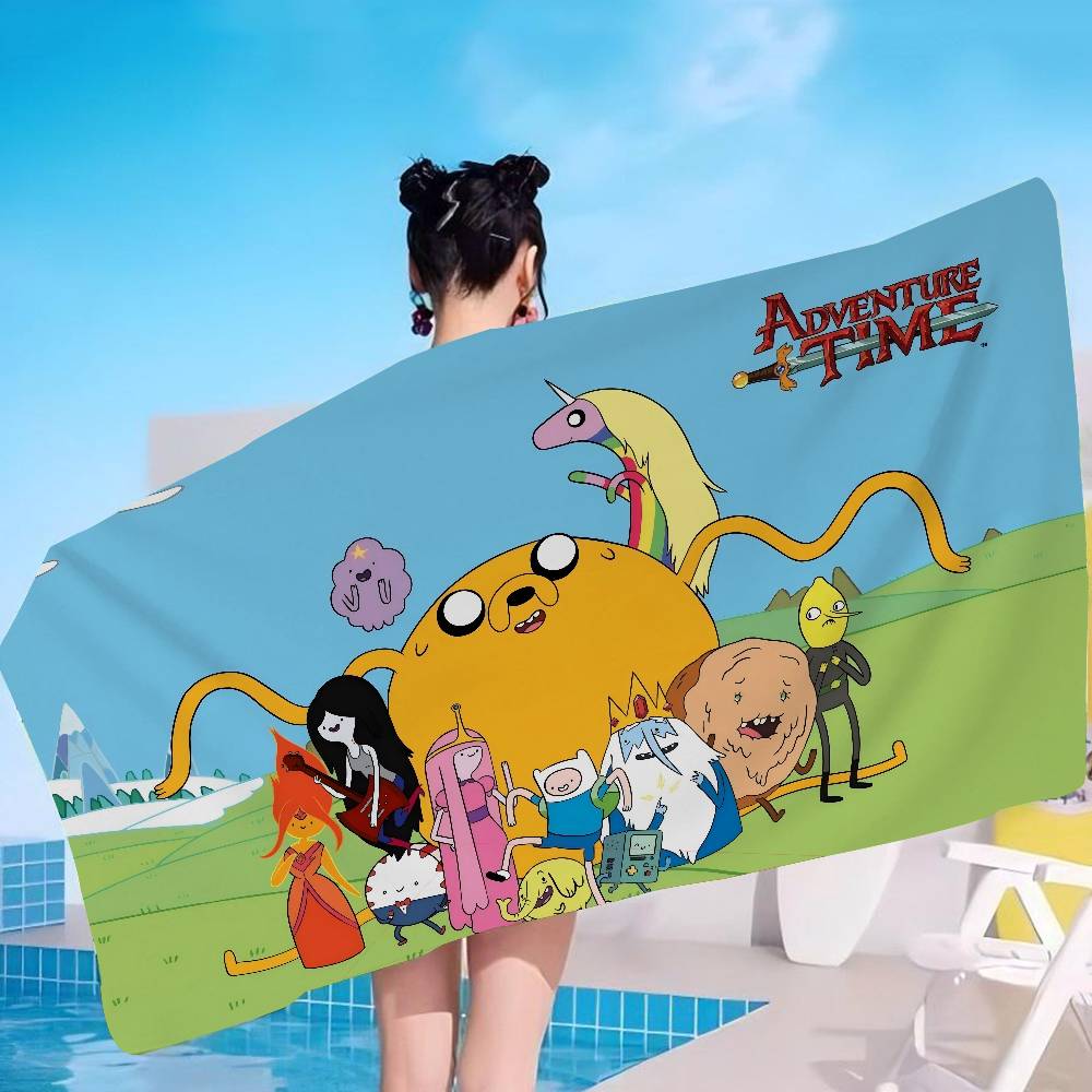 A-Adventure Time Microfiber Blanket Quick Drying Beach Towels Oversized Printing Super Absorbent Pool Towel Blanket