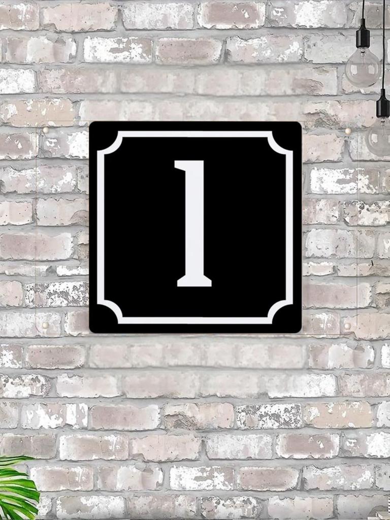 House Number X Classic Black Metal Sign 20x20cm, Modern Door Wall Decor