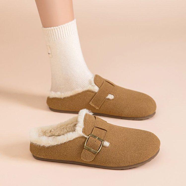 

Обувь женская сумка головные полутапочки носить пушистые тапочки осень и зима ленивые беременные женщины ленивый хлопок перетащить педаль 40