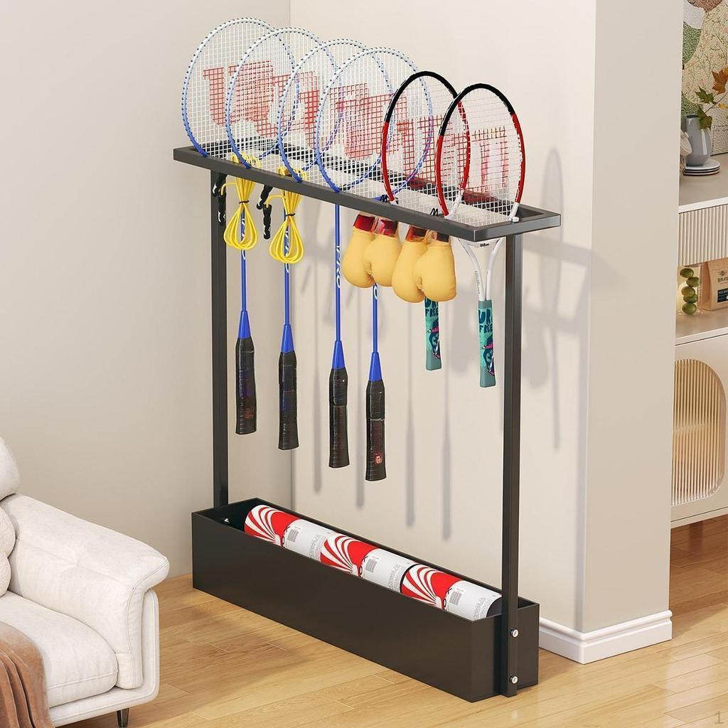 Storage Rack for Tennis Racket Organizer Floor Standing Sports Equipment ,Metal Display Stand