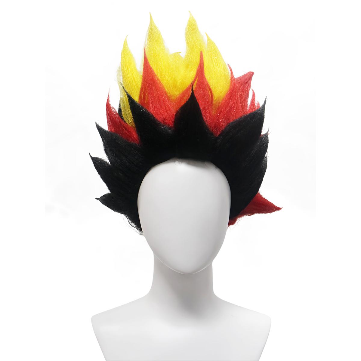 

German Flag Color Matching Pointed Short Straight Synthetic Wig Black Red Yellow Classic Color Matching Holiday Wig