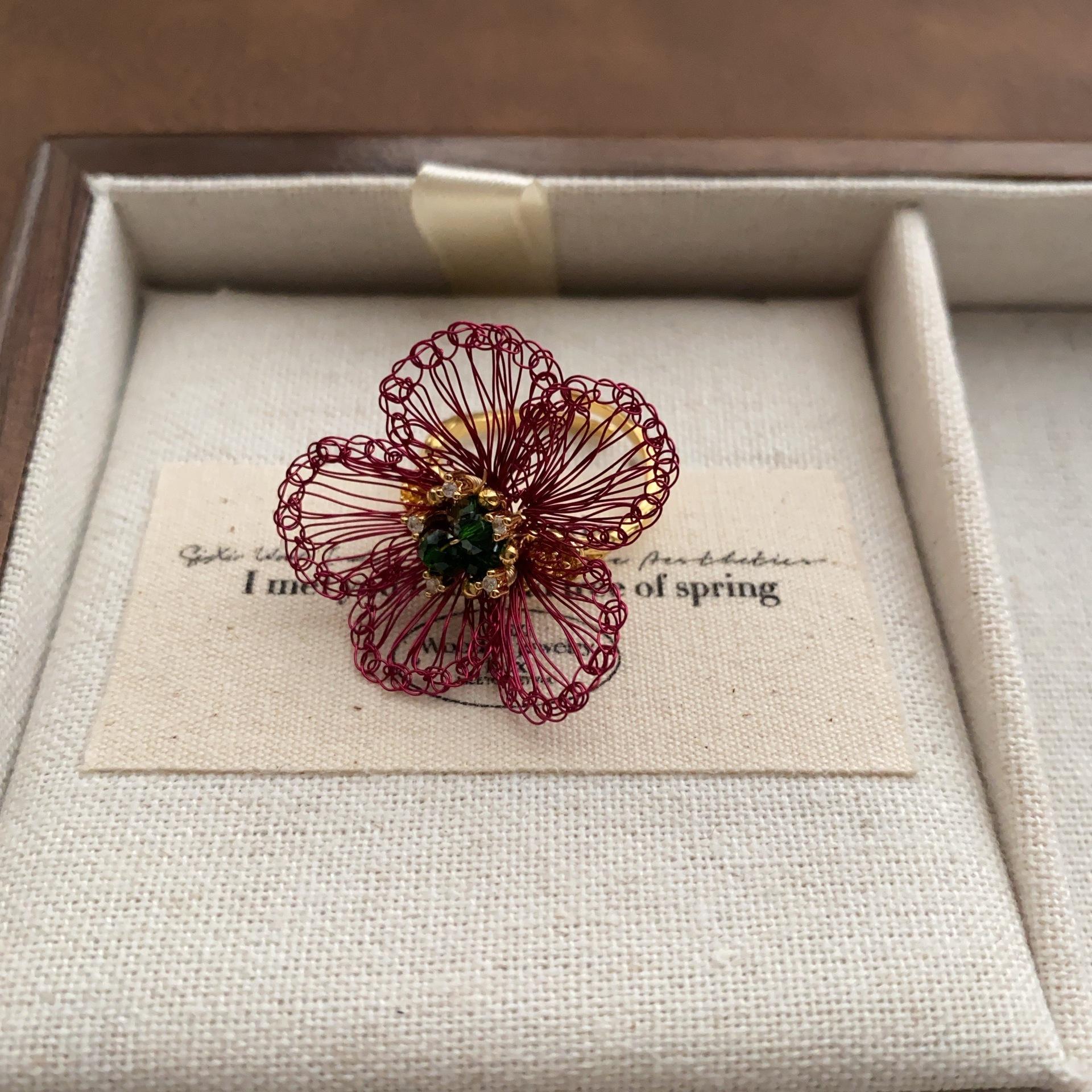 Handmade inspiration series artistic flower ring temperament elegant ring opening adjustable exquisite beautiful hand jewelry